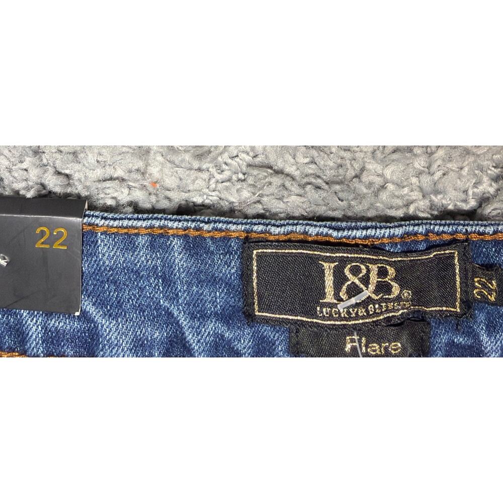 Lucky & Blessed Size 22 NEW HR Super Flare Belled Jeans Leopard Insert Stretch - Picture 3 of 9